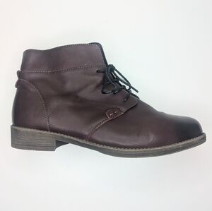 Propet Tatum ankle booties lace up zipper full grain leather burgundy size 11